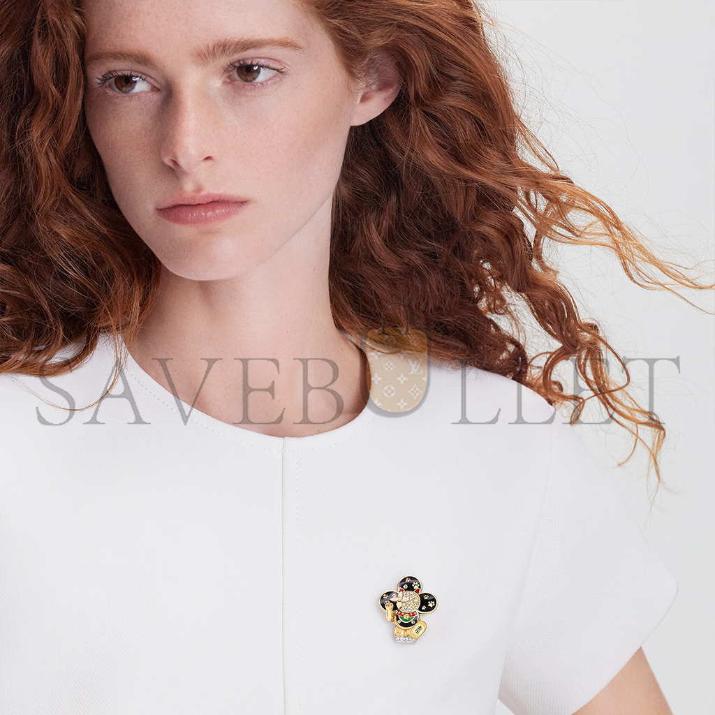 l**is v*t*n vivienne maneki neko pendant, 3 golds, lacquer & Di*m*nds q93901